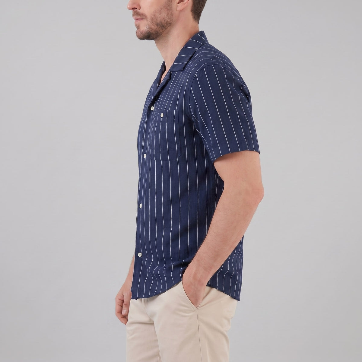 Maxwell Striped Camp Collar Shirt