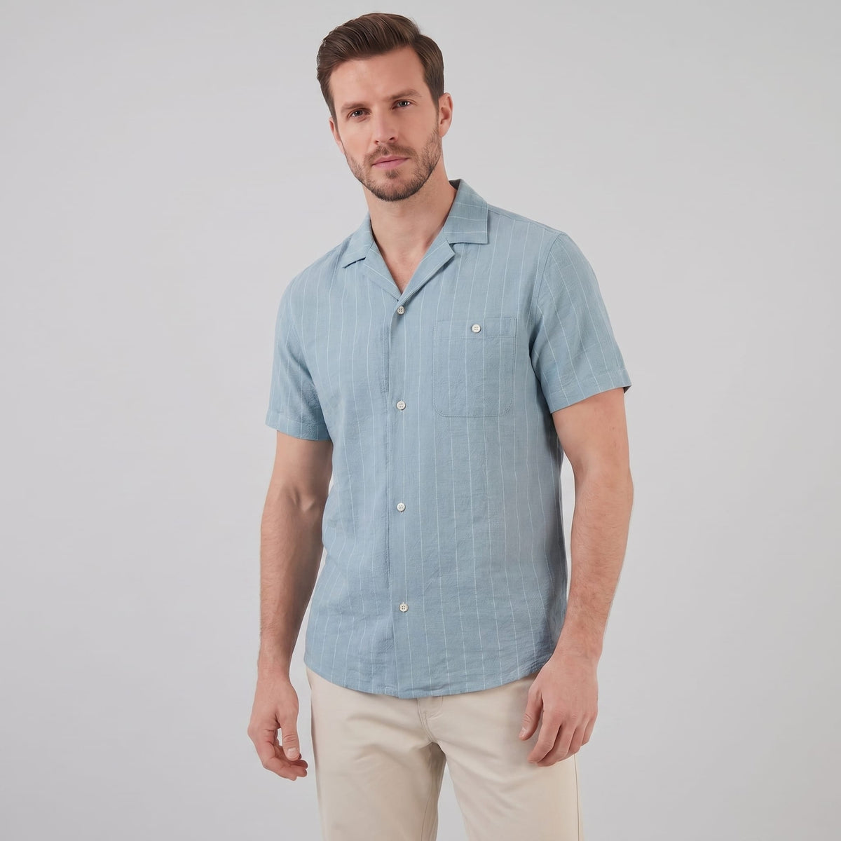 Maxwell Striped Camp Collar Shirt