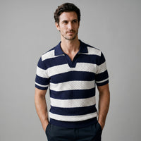 Warren Striped Knit Polo Shirt