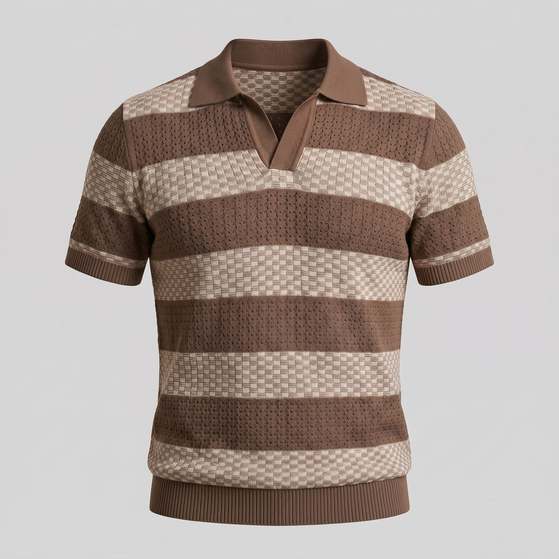 Warren Striped Knit Polo Shirt
