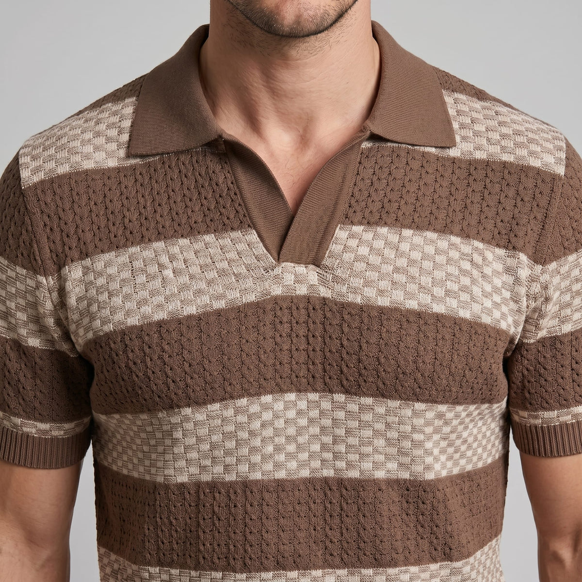 Warren Striped Knit Polo Shirt