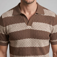 Warren Striped Knit Polo Shirt
