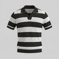 Warren Striped Knit Polo Shirt