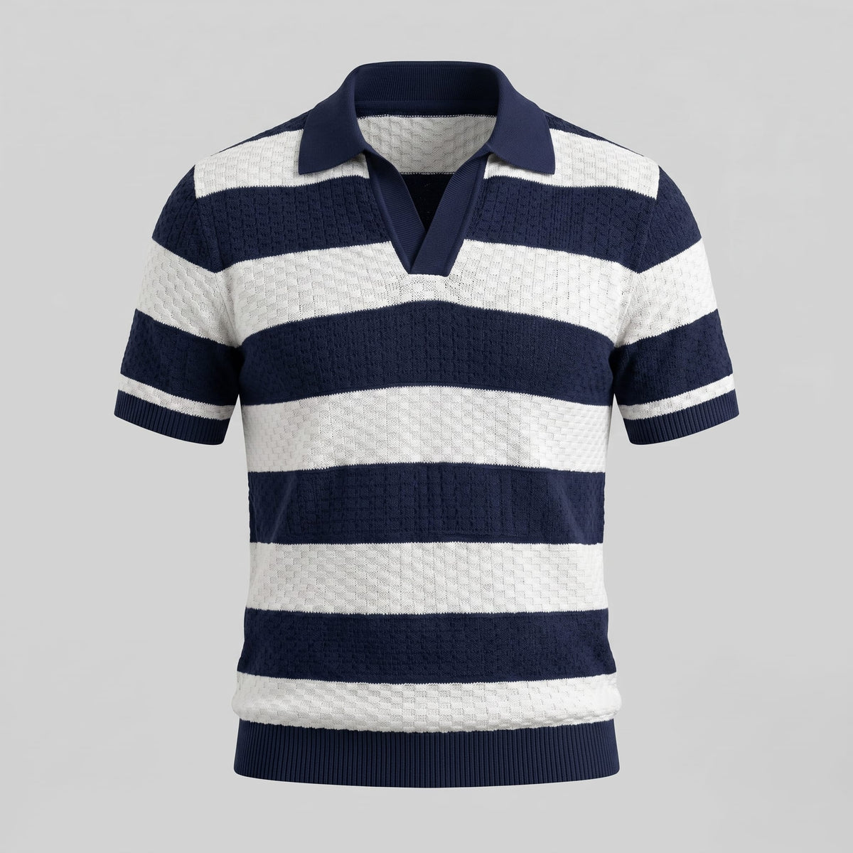 Warren Striped Knit Polo Shirt