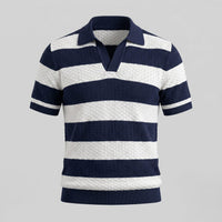 Warren Striped Knit Polo Shirt