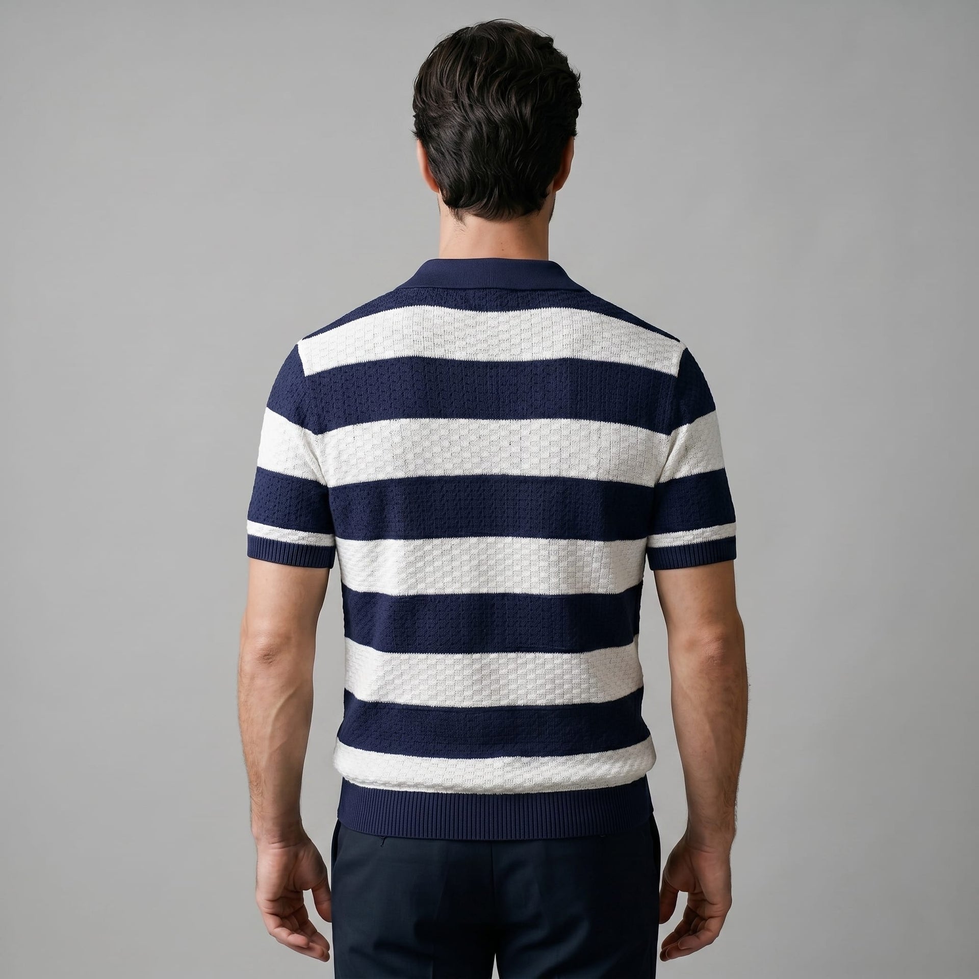Warren Striped Knit Polo Shirt