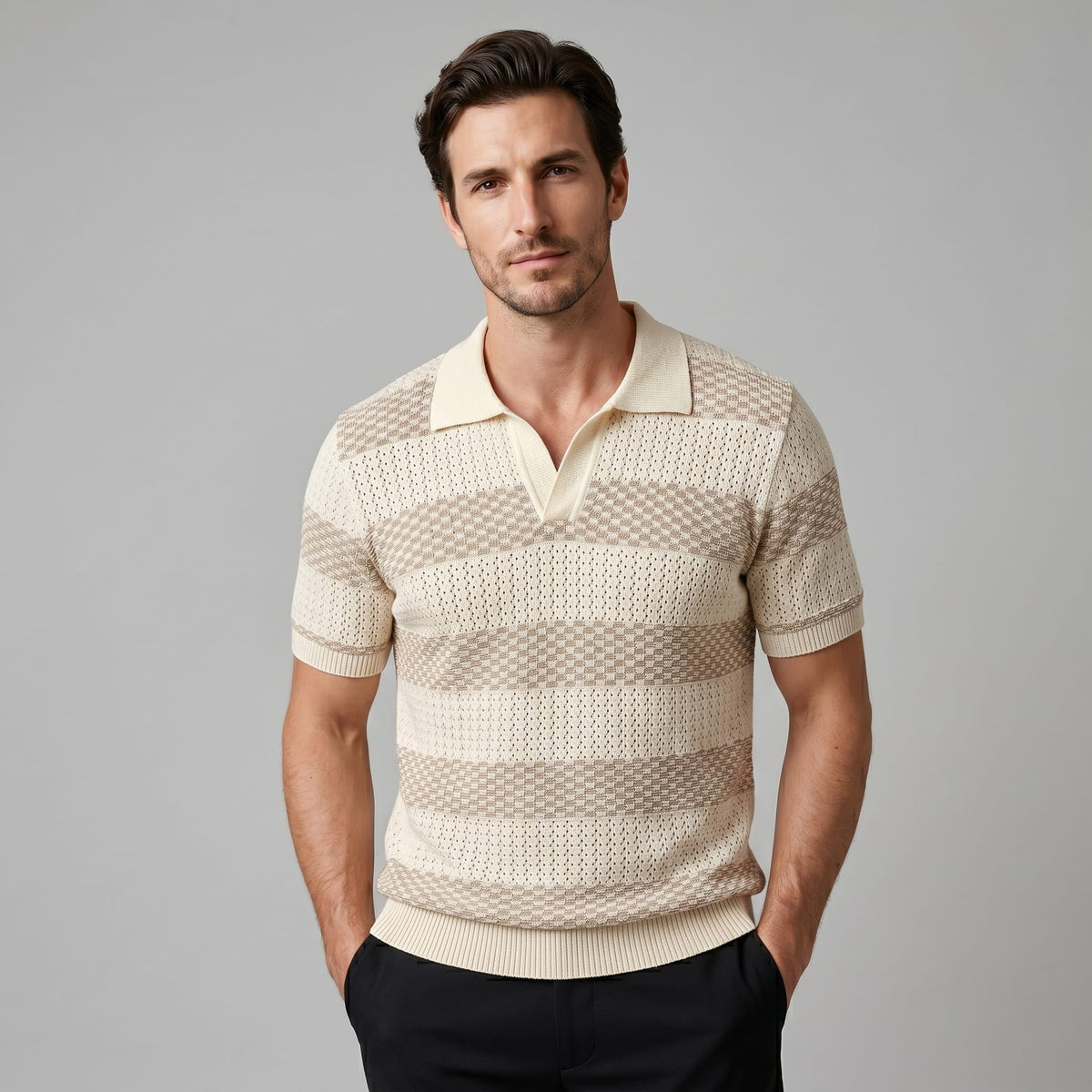 Warren Striped Knit Polo Shirt_7