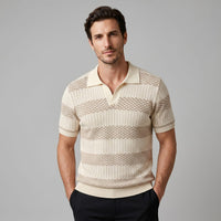 Warren Striped Knit Polo Shirt