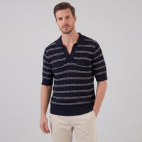 Waylon Striped Cable Knit Polo Shirt