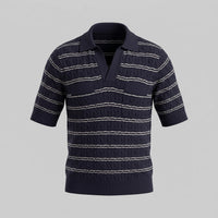 Waylon Striped Cable Knit Polo Shirt