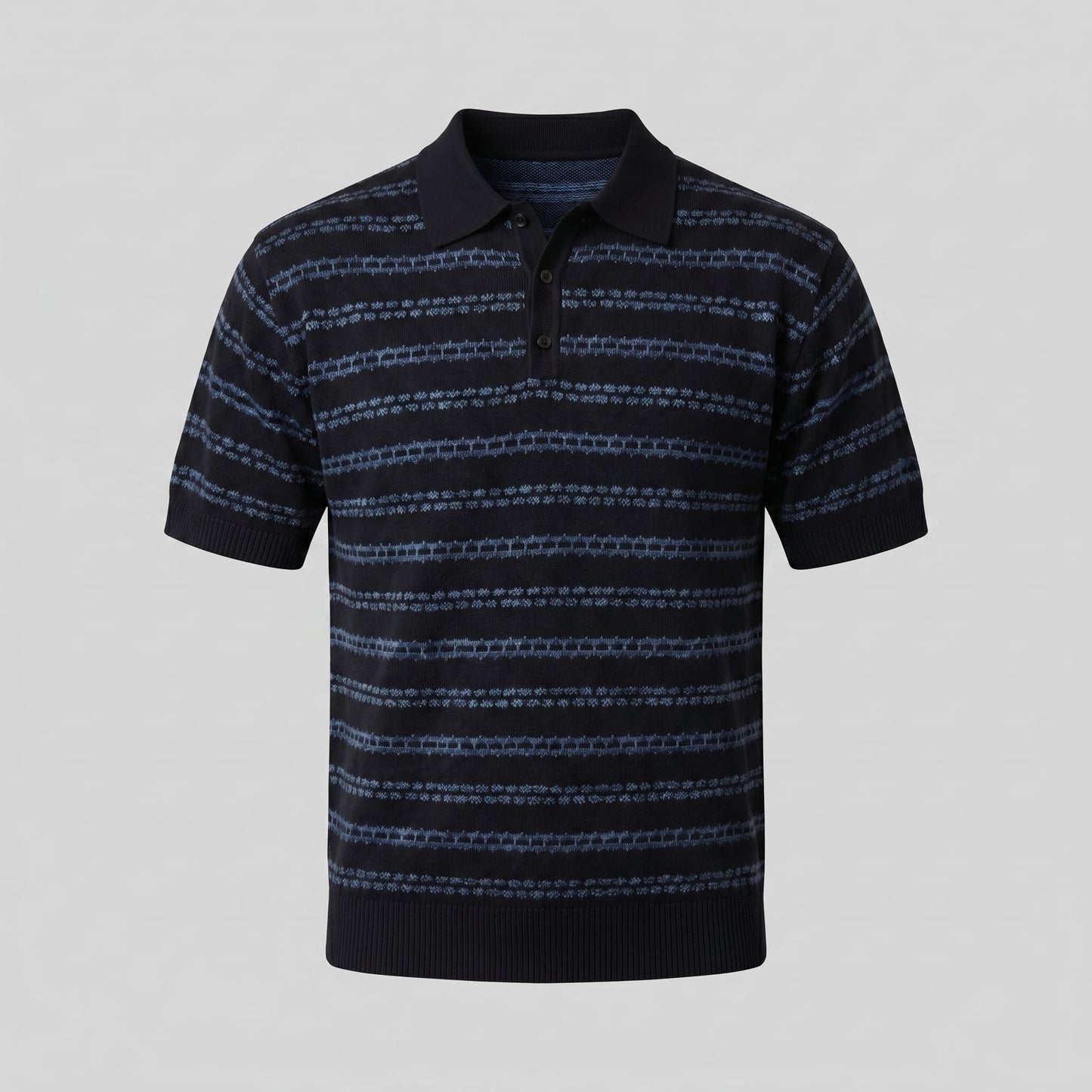 Wells Striped Crochet Knit Polo Shirt_10