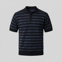 Wells Striped Crochet Knit Polo Shirt