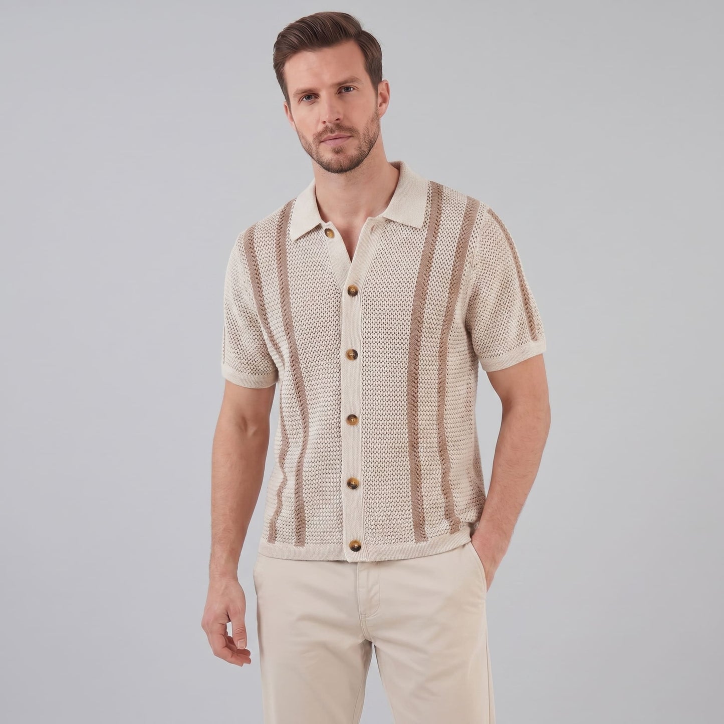 Miles Crochet Knit Camp Collar Shirt_1