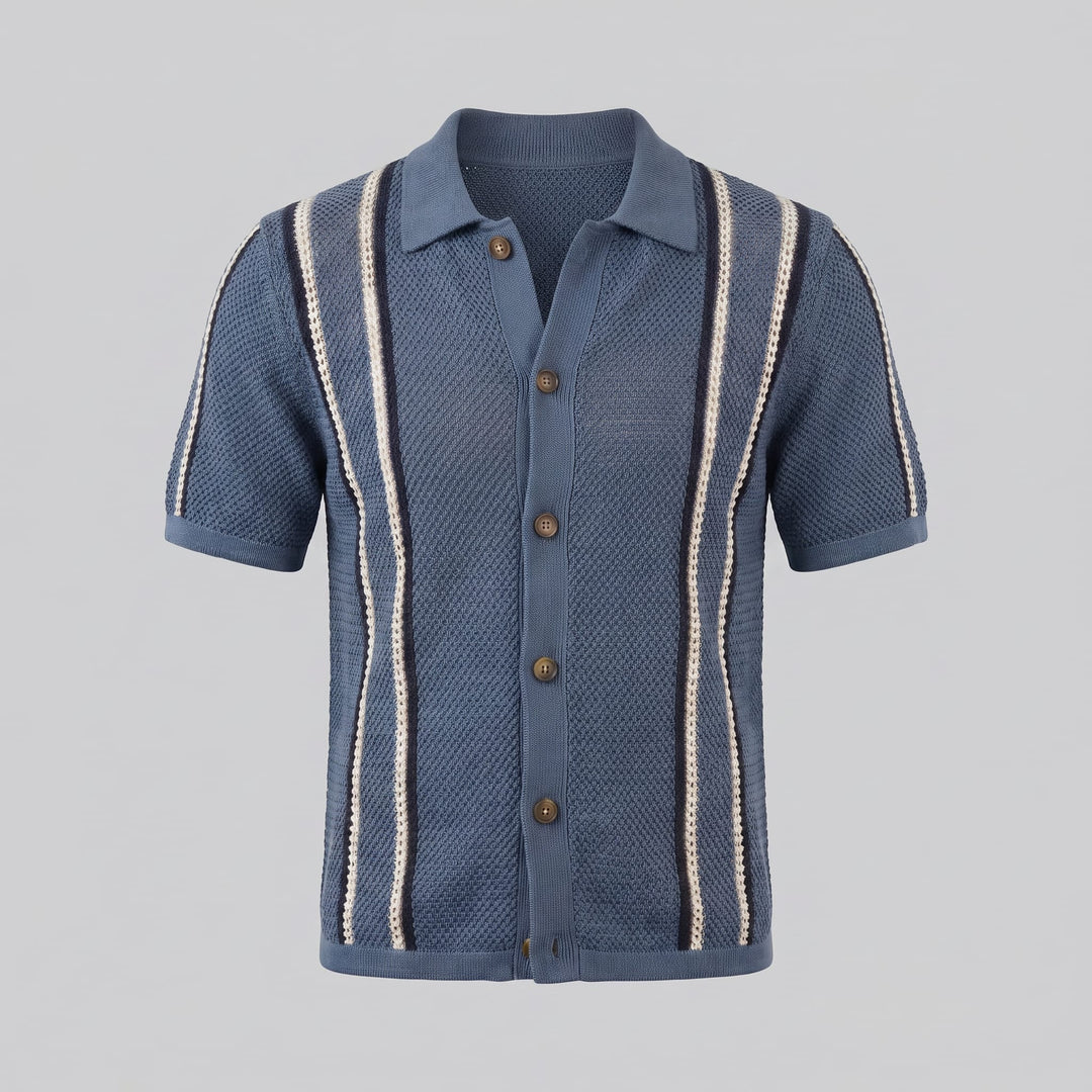 Miles Crochet Knit Camp Collar Shirt