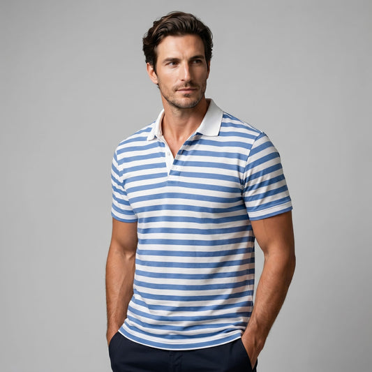 Wesley Striped Short Sleeve Polo Shirt_1