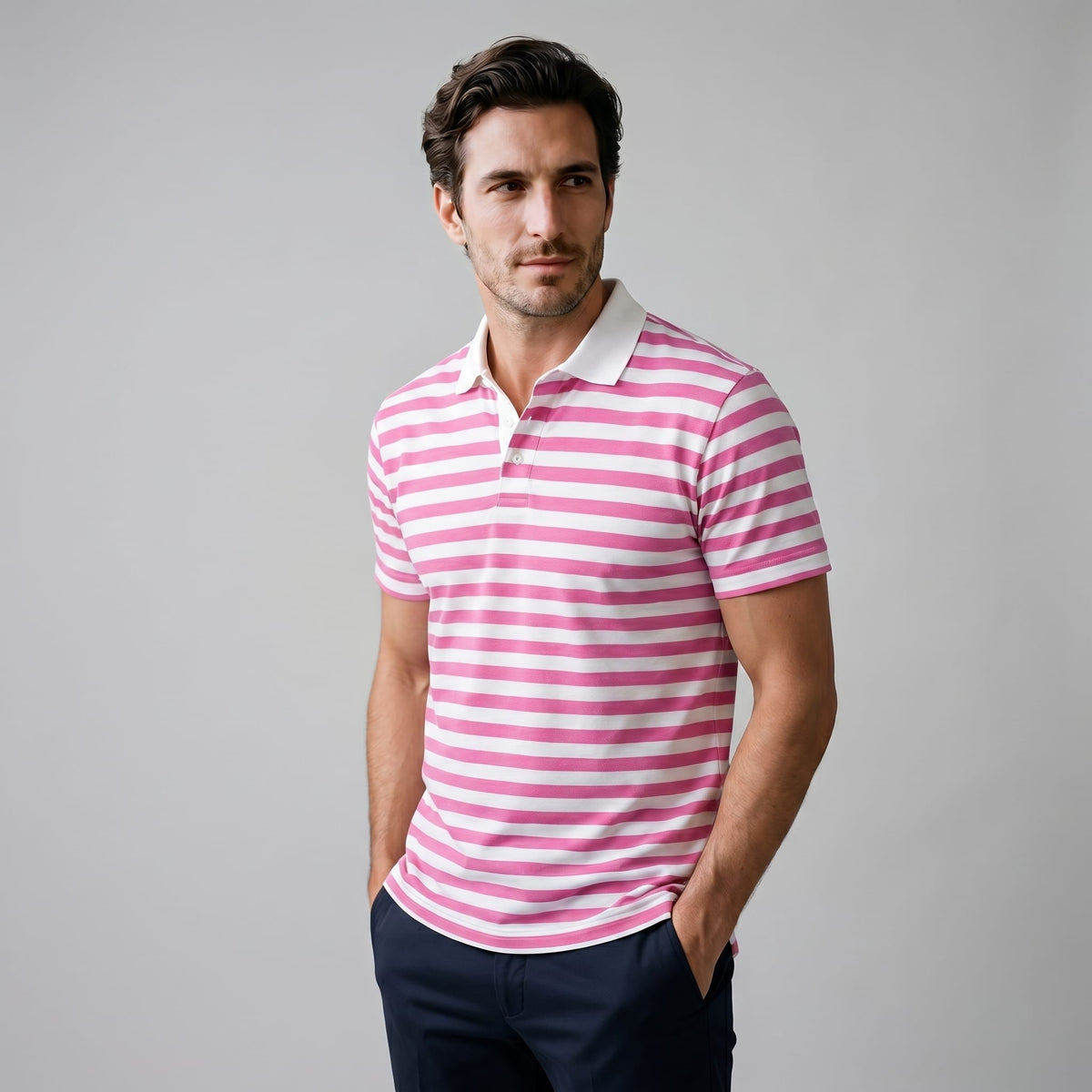 Wesley Striped Short Sleeve Polo Shirt_12