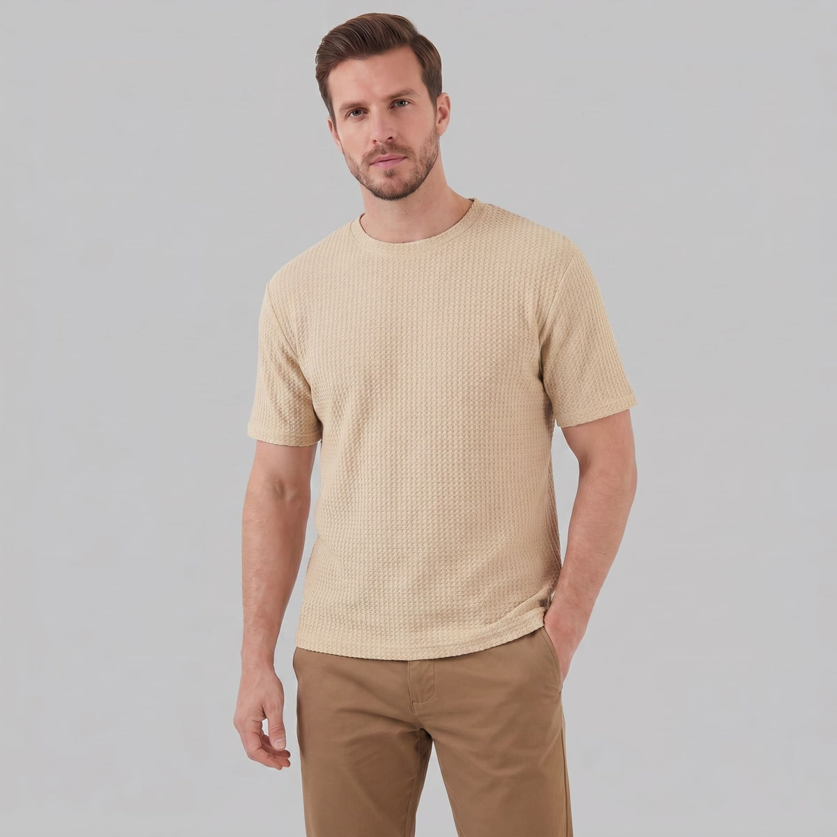 Milo Waffle Texture Crew Neck T-Shirt