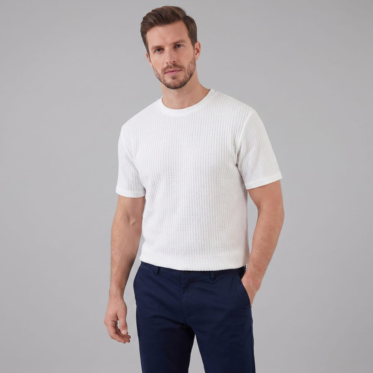 Milo Waffle Texture Crew Neck T-Shirt_21