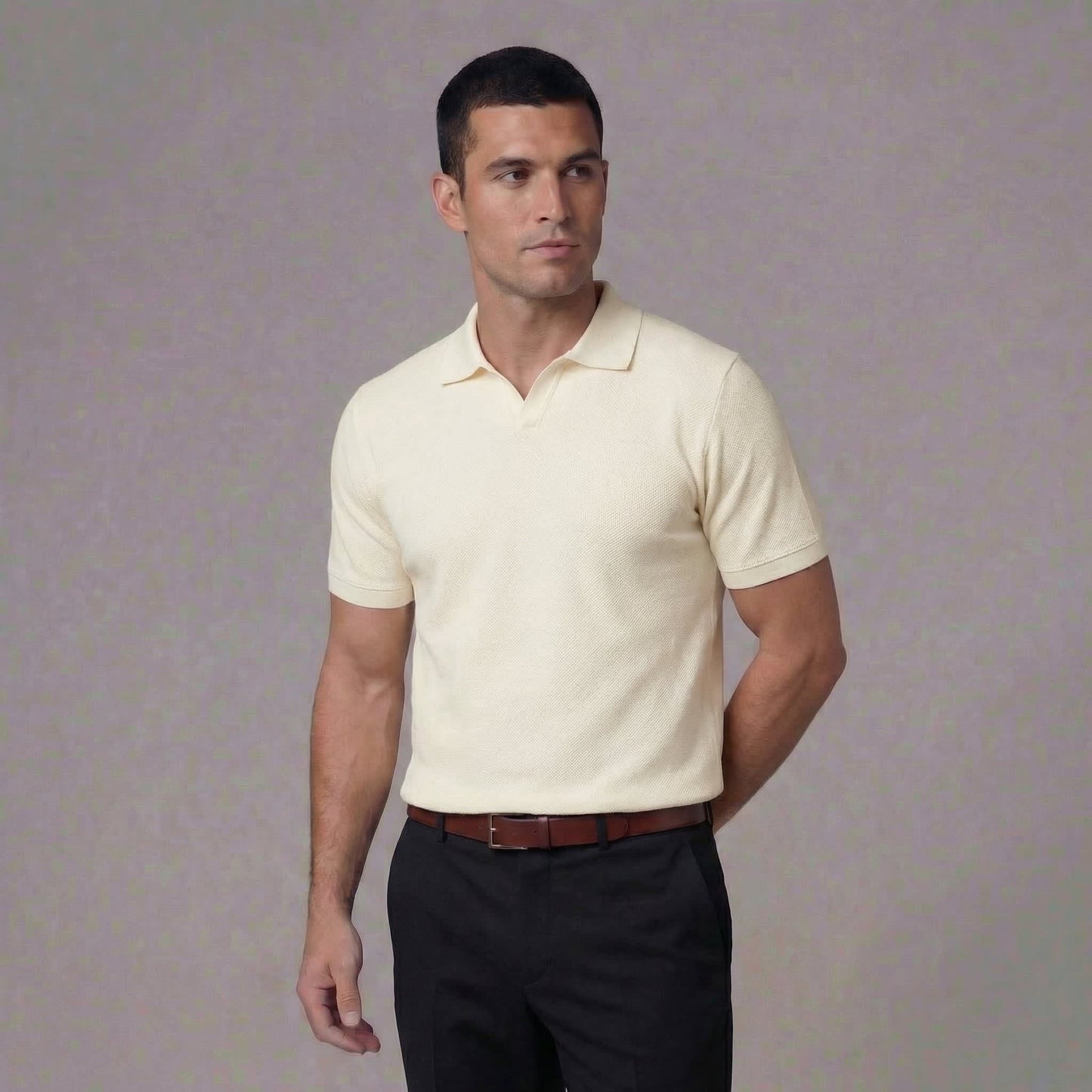 Winston Open Collar Knit Polo Shirt_1