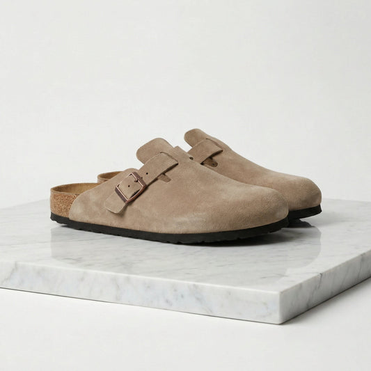 Overton Suede Buckle Clogs_1