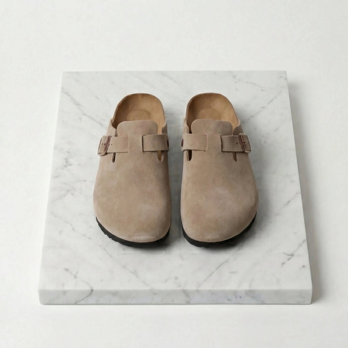 Overton Suede Buckle Clogs