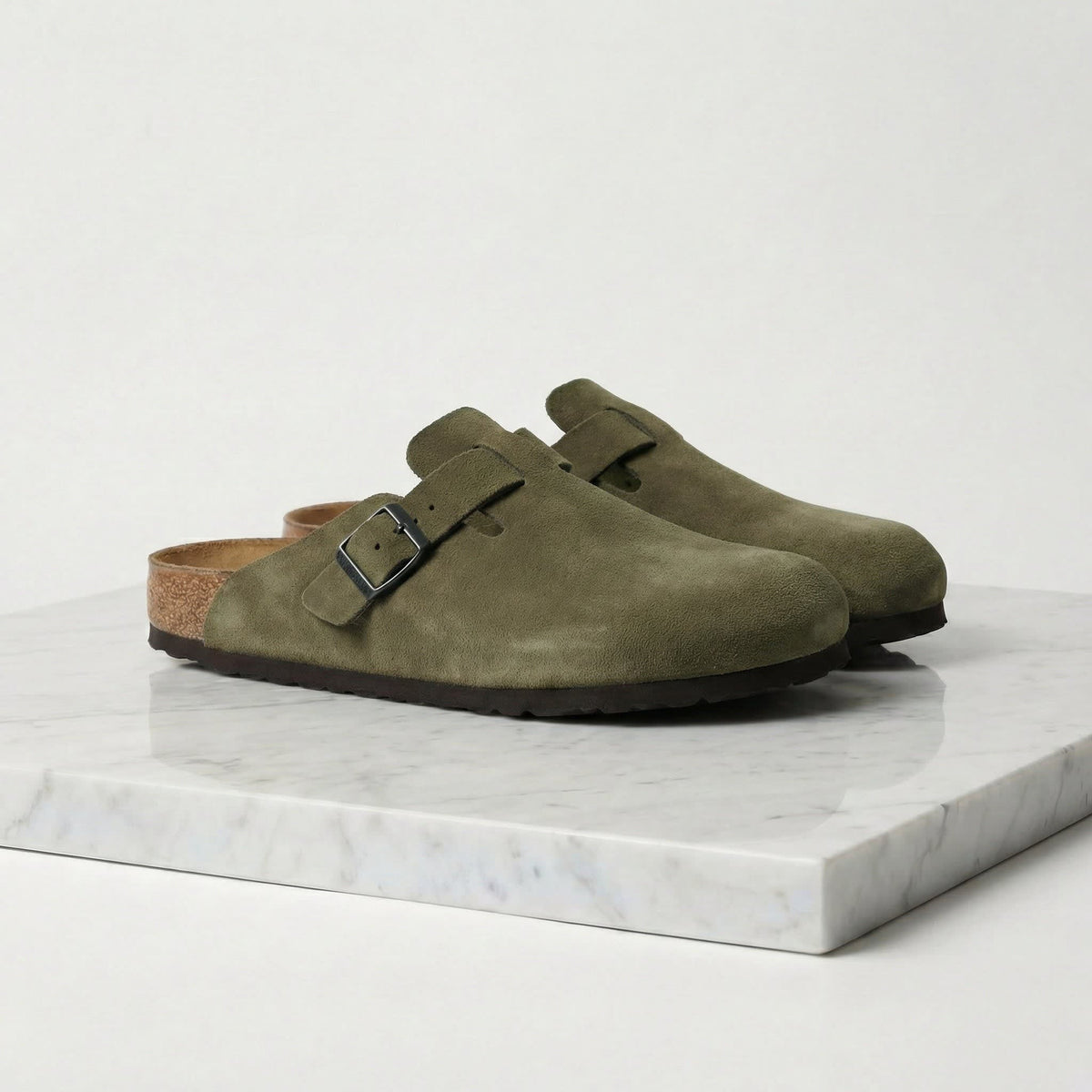 Overton Suede Buckle Clogs