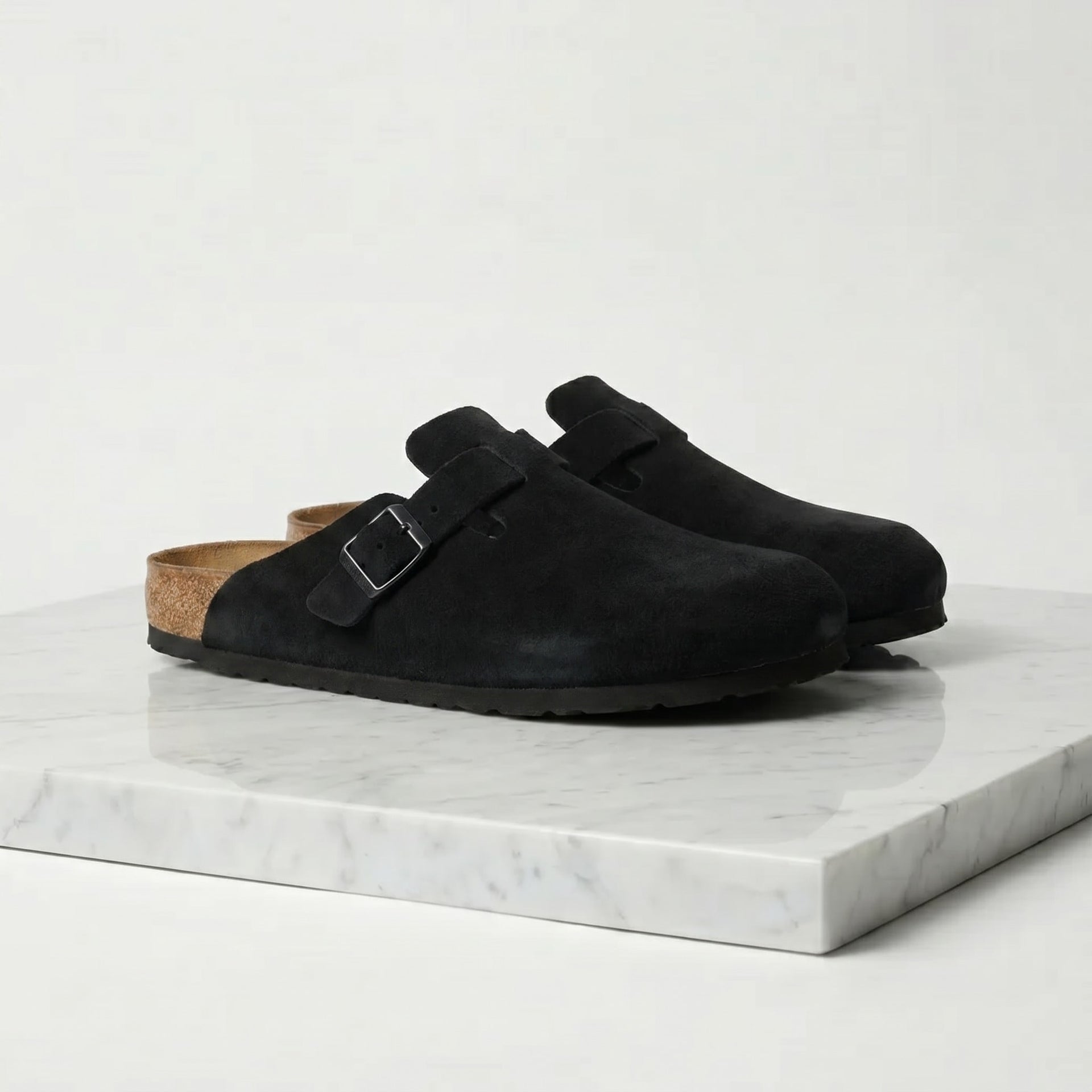 Overton Suede Buckle Clogs