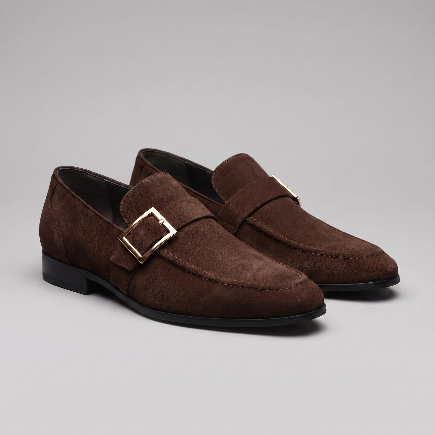 Prescott Faux Suede Gold Buckle Loafers_13