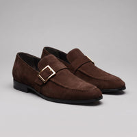 Prescott Faux Suede Gold Buckle Loafers