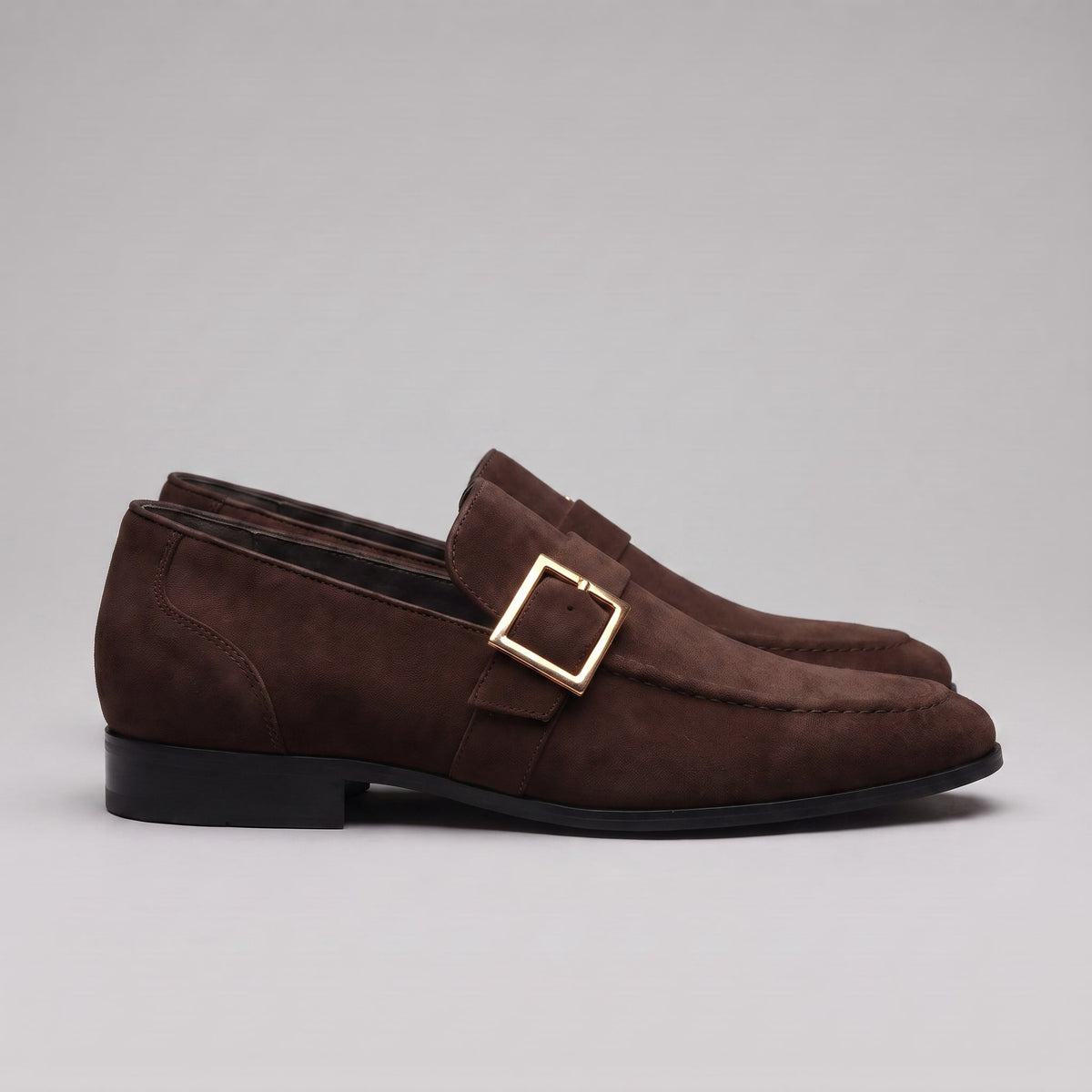 Prescott Faux Suede Gold Buckle Loafers_16