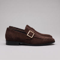 Prescott Faux Suede Gold Buckle Loafers
