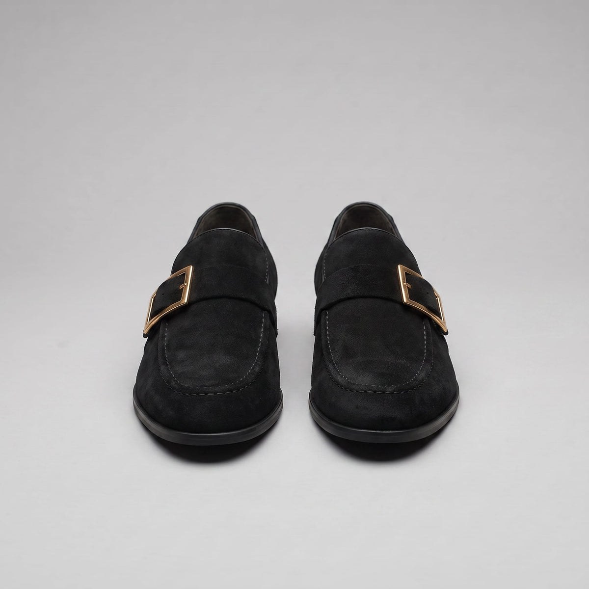 Prescott Faux Suede Gold Buckle Loafers