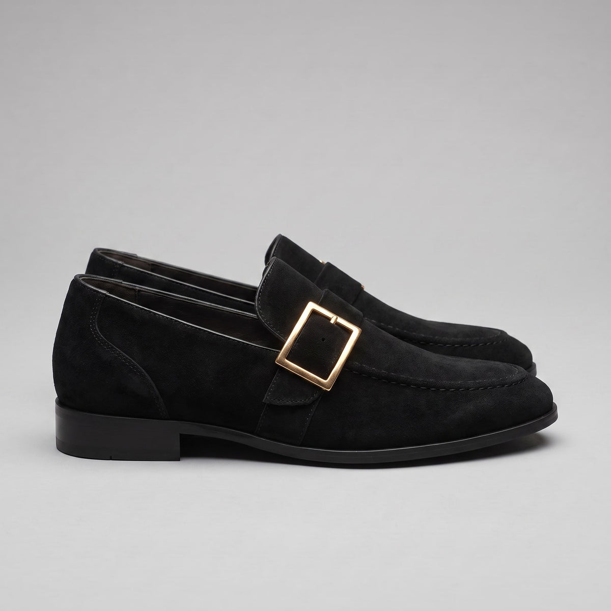 Prescott Faux Suede Gold Buckle Loafers