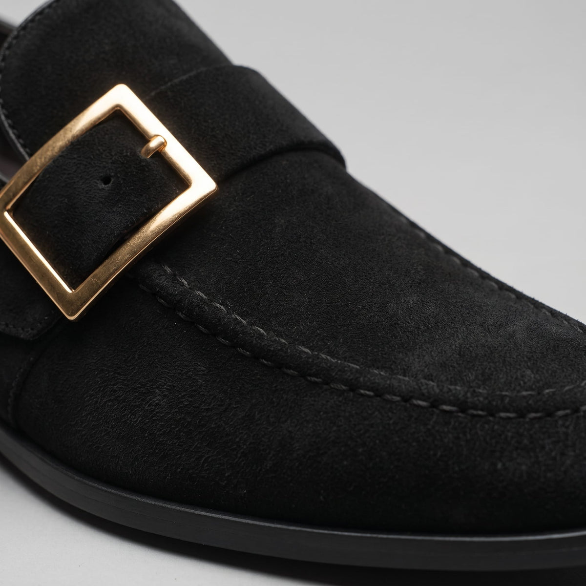 Prescott Faux Suede Gold Buckle Loafers_5