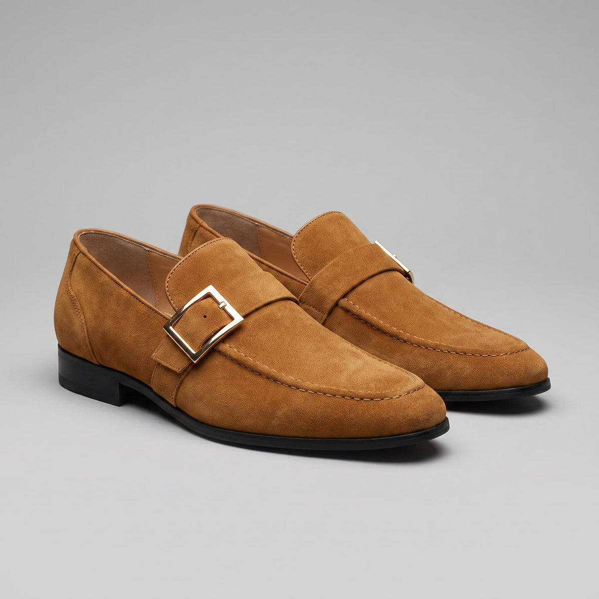 Prescott Faux Suede Gold Buckle Loafers