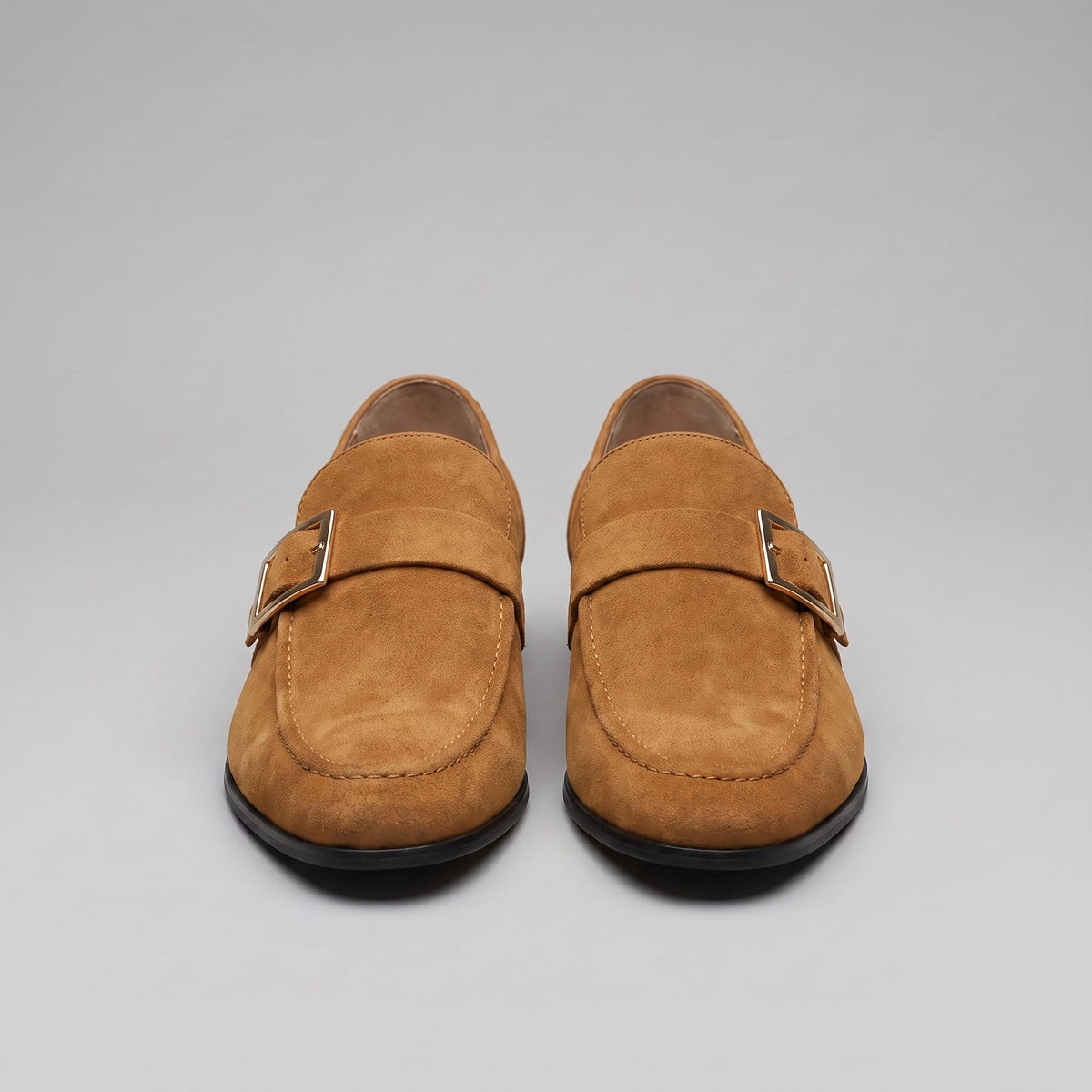 Prescott Faux Suede Gold Buckle Loafers_8