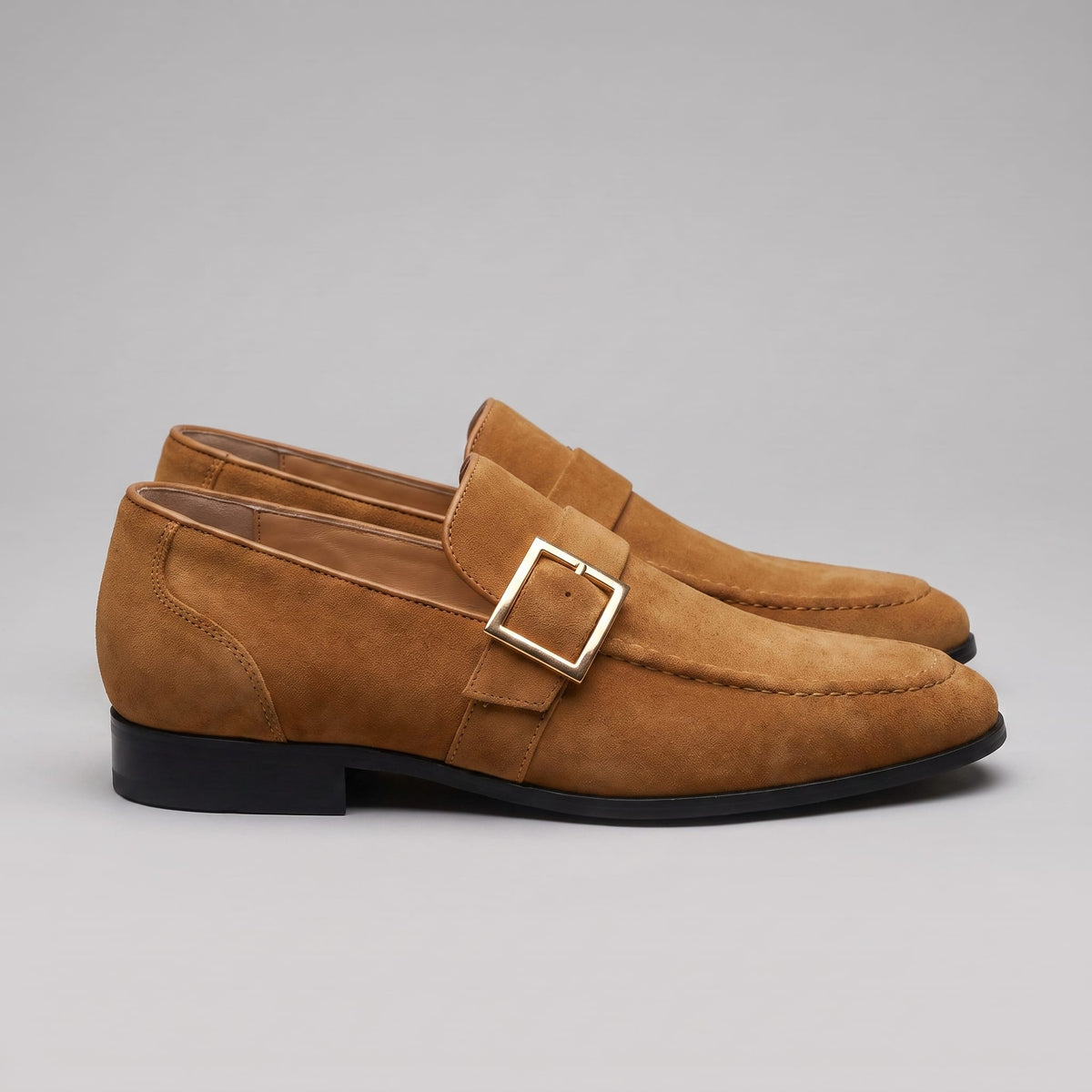 Prescott Faux Suede Gold Buckle Loafers_9