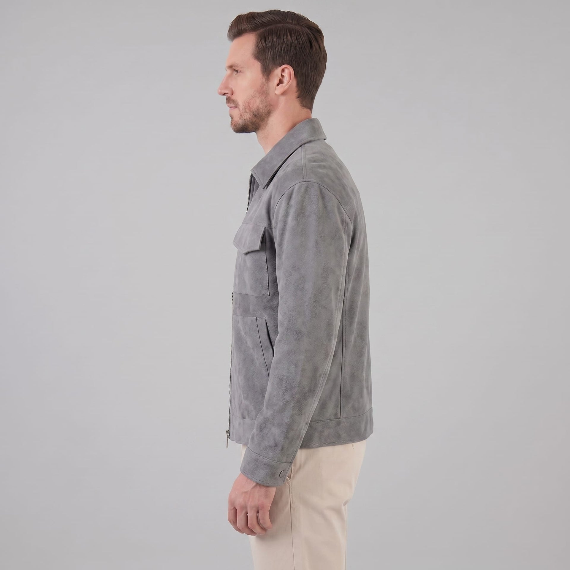 Jerome Suede Trucker Jacket