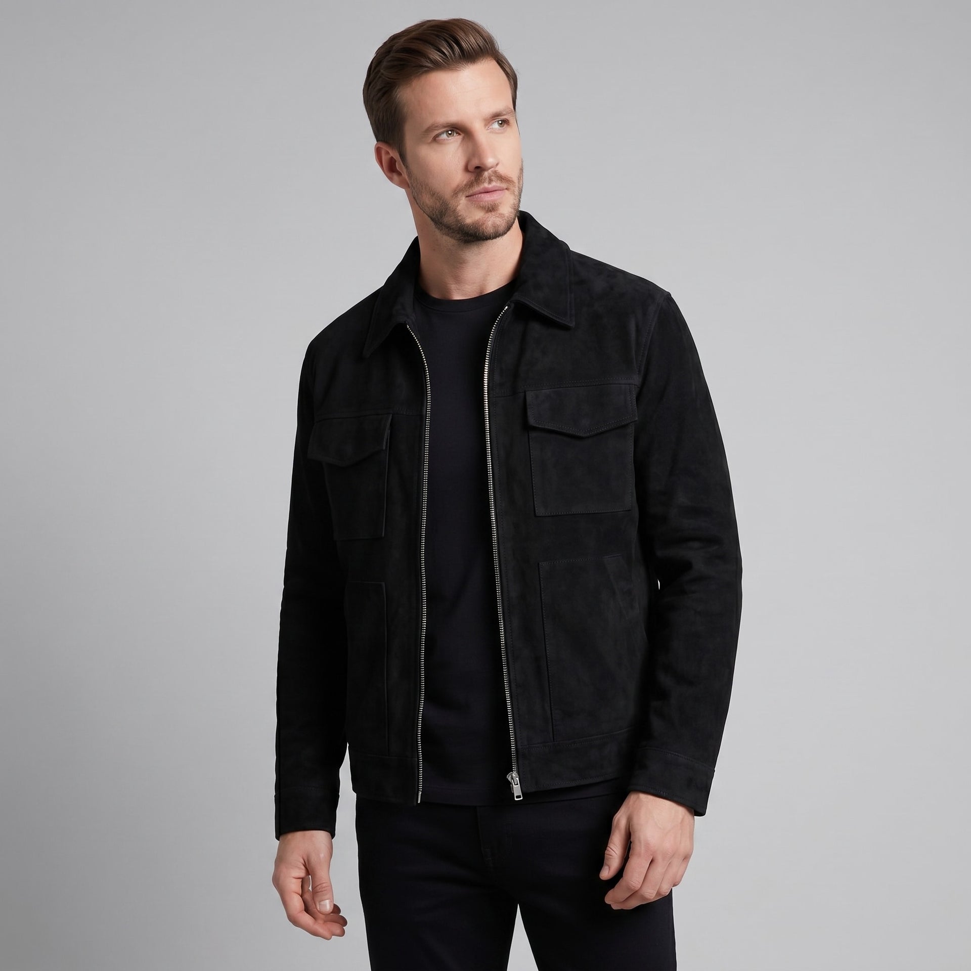 Jerome Suede Trucker Jacket