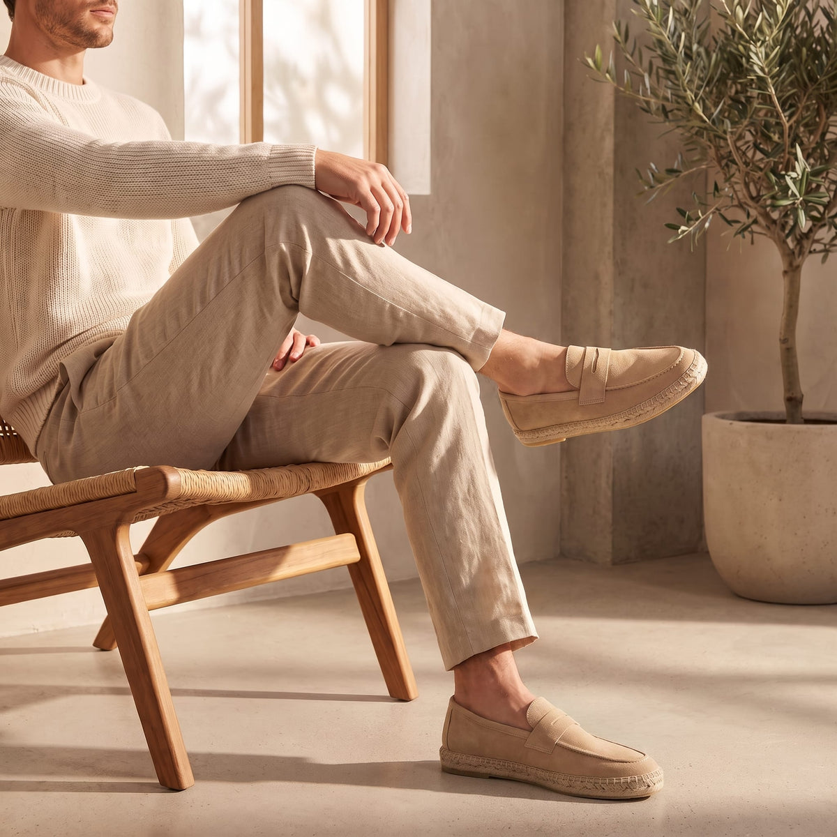 Rainier Suede Penny Espadrille Loafers