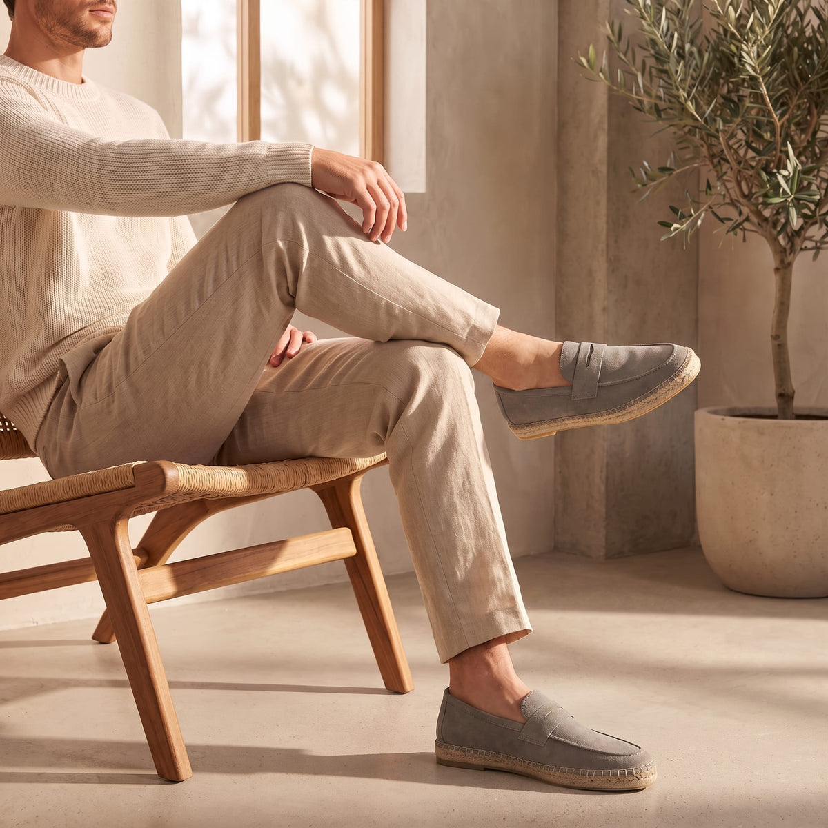 Rainier Suede Penny Espadrille Loafers