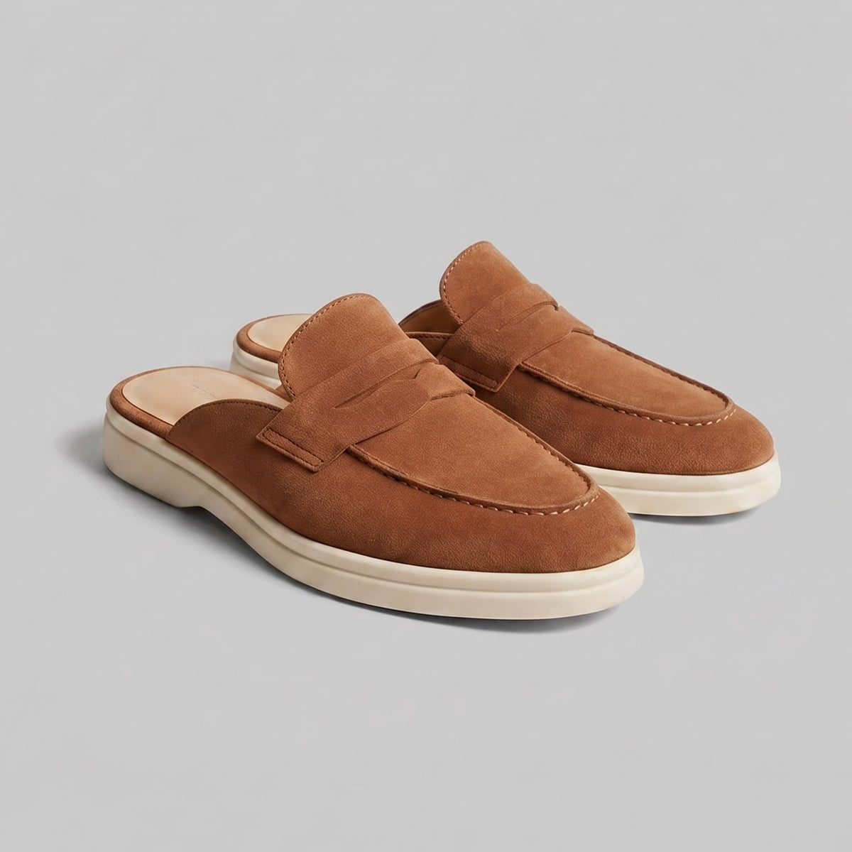 Vandermeer Suede Penny Loafer Mules_1