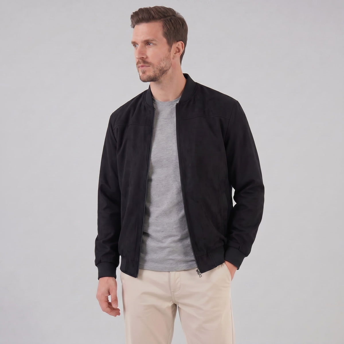Ledbetter Faux Suede Bomber Jacket