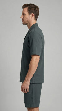Denver Ribbed Camp Collar Shirt and Shorts Set