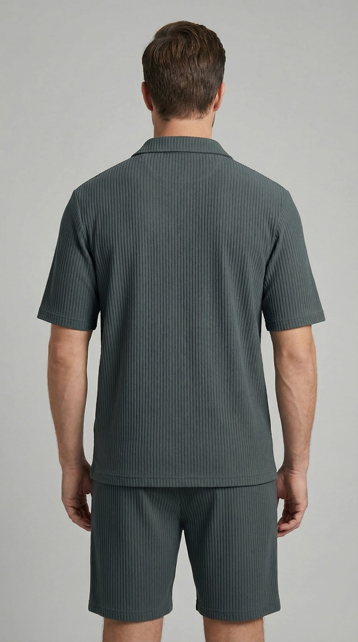 Denver Ribbed Camp Collar Shirt and Shorts Set