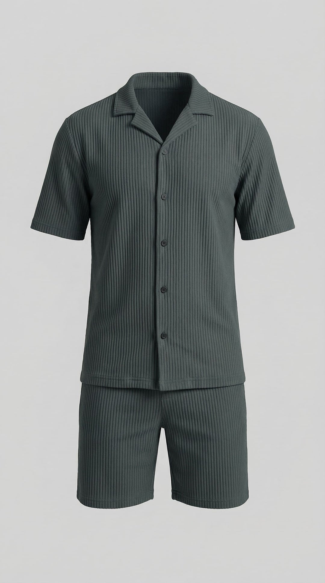 Denver Ribbed Camp Collar Shirt and Shorts Set