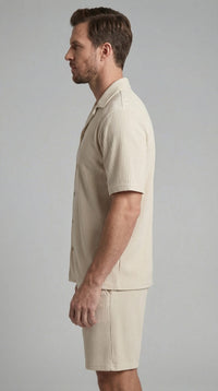 Denver Ribbed Camp Collar Shirt and Shorts Set