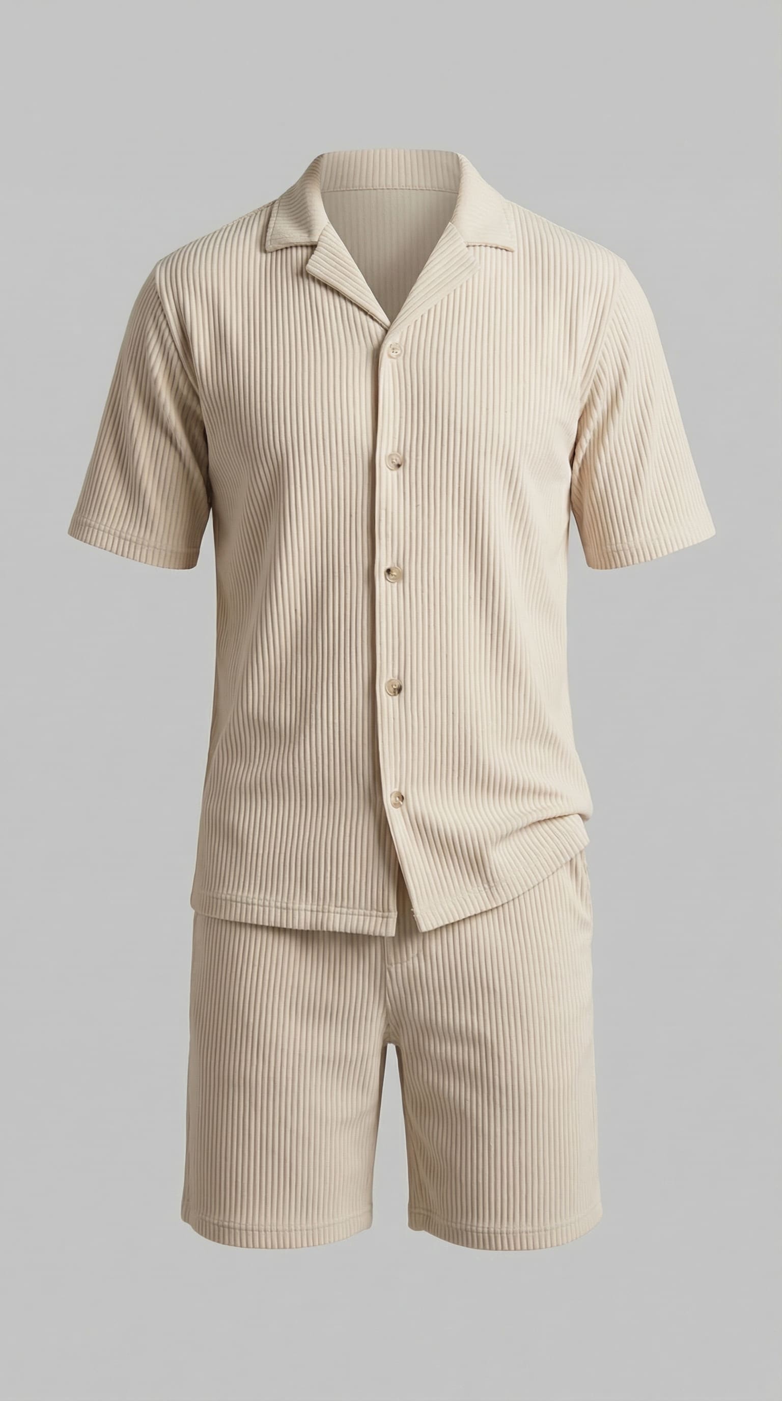 Denver Ribbed Camp Collar Shirt and Shorts Set