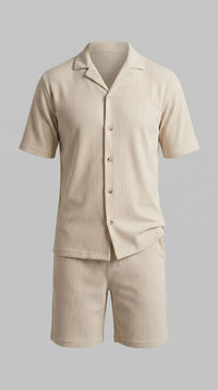 Denver Ribbed Camp Collar Shirt and Shorts Set
