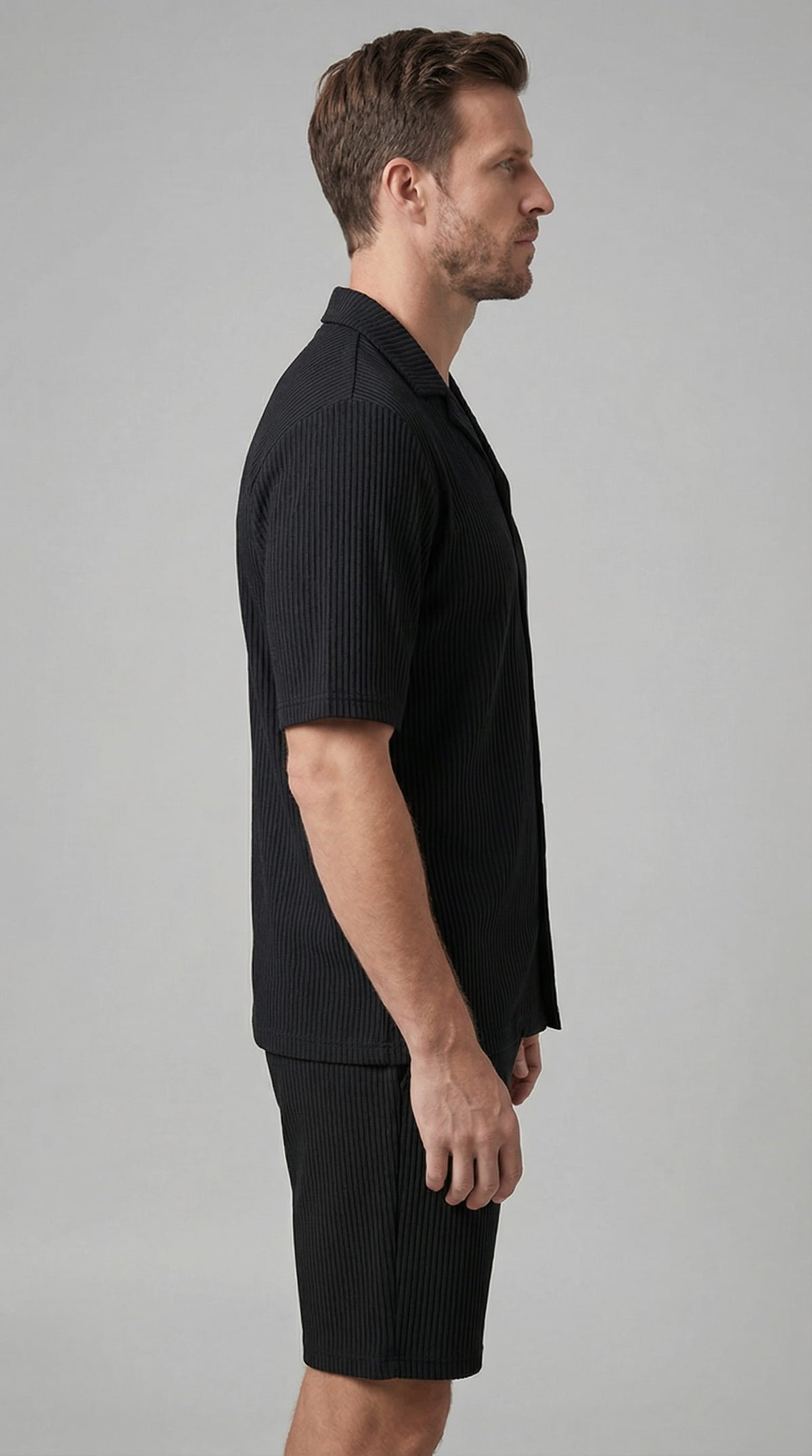 Denver Ribbed Camp Collar Shirt and Shorts Set